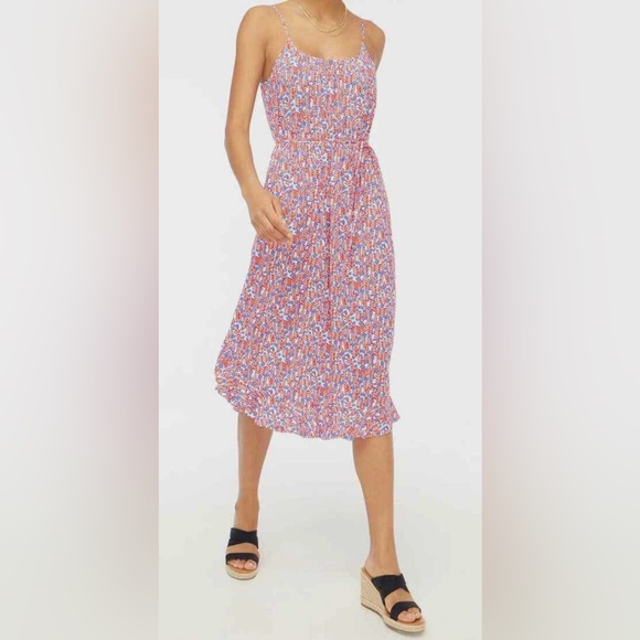 J. Crew Vibrant Red and Blue Floral Dress - Picture 3 of 3